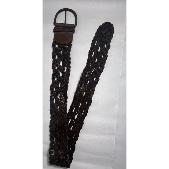 Vintage Abercrombie & Fitch Wide 2” Leather Brown Braided Belt Boho Womens M/L - Picture 3 of 6